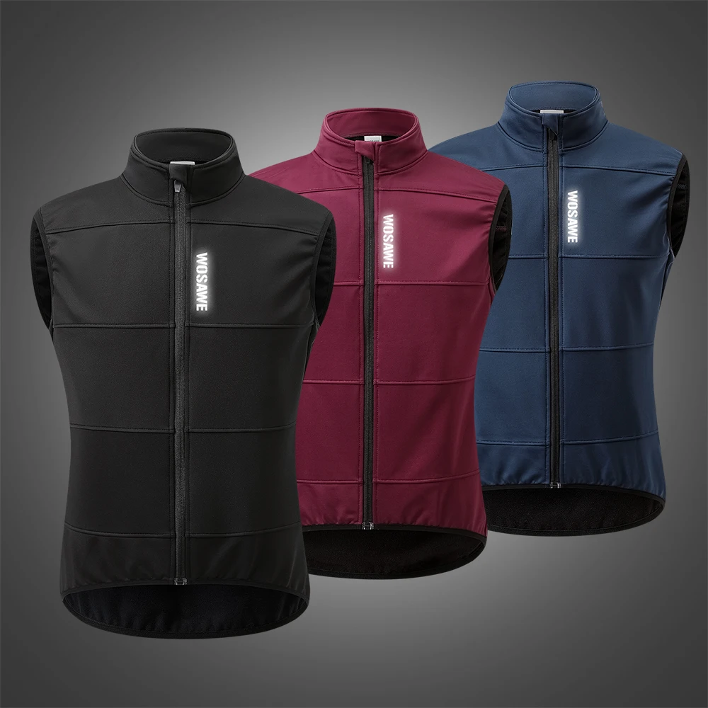 WOSAWE-Chaleco térmico para ciclismo de invierno, chaqueta para bicicleta a prueba de viento, cortavientos sin mangas, chaleco para bicicleta de montaña y carretera, chaleco cálido para deportes al aire libre