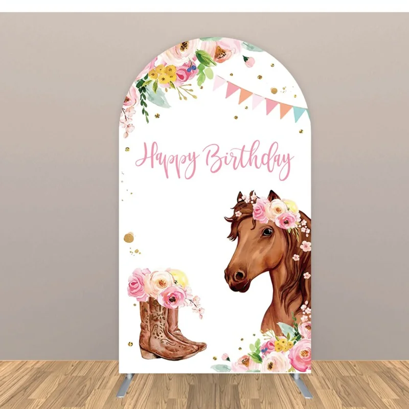 Cowgirl Birthday Arch Backdrop Floral Western Horse Birthday Party Baby Shower Chiara Arched Backdrop