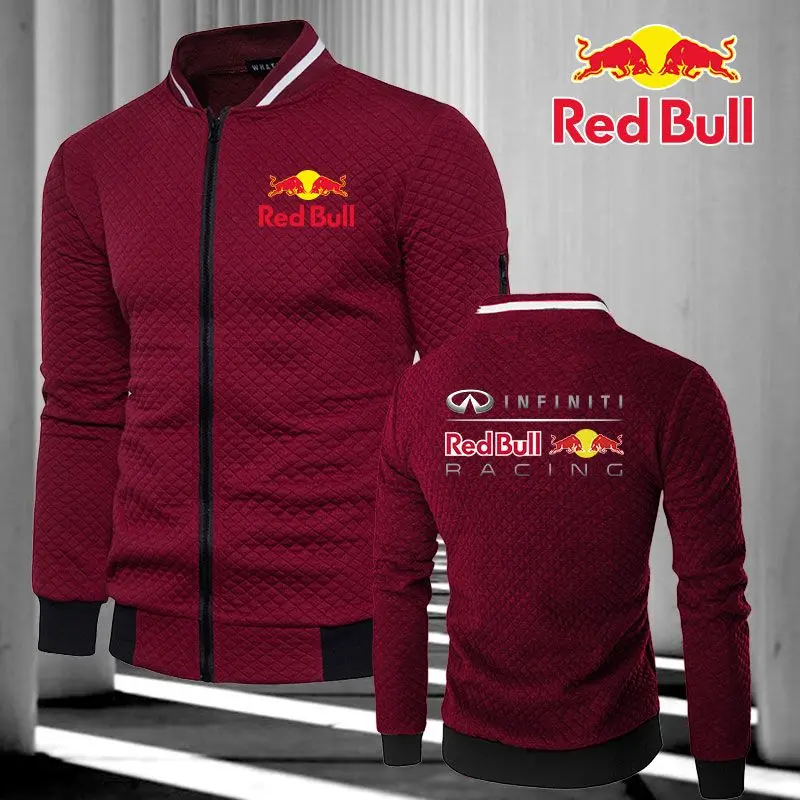 

2025 New Men's Red Bull Zipper Pocket Sportswear Thin Solid Color Sportswear Casual Outdoor Long Sleeve Jacket Coat