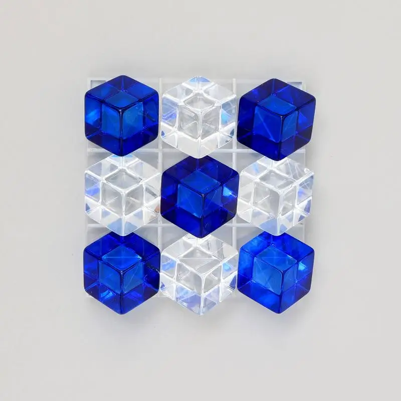 مجموعة ألعاب Tic Tac Toe باللونين الأزرق والأبيض من الأكريليك للأطفال والكبار، نشاط داخلي ممتع، مثالية للألعاب العائلية الليلية والحفلات