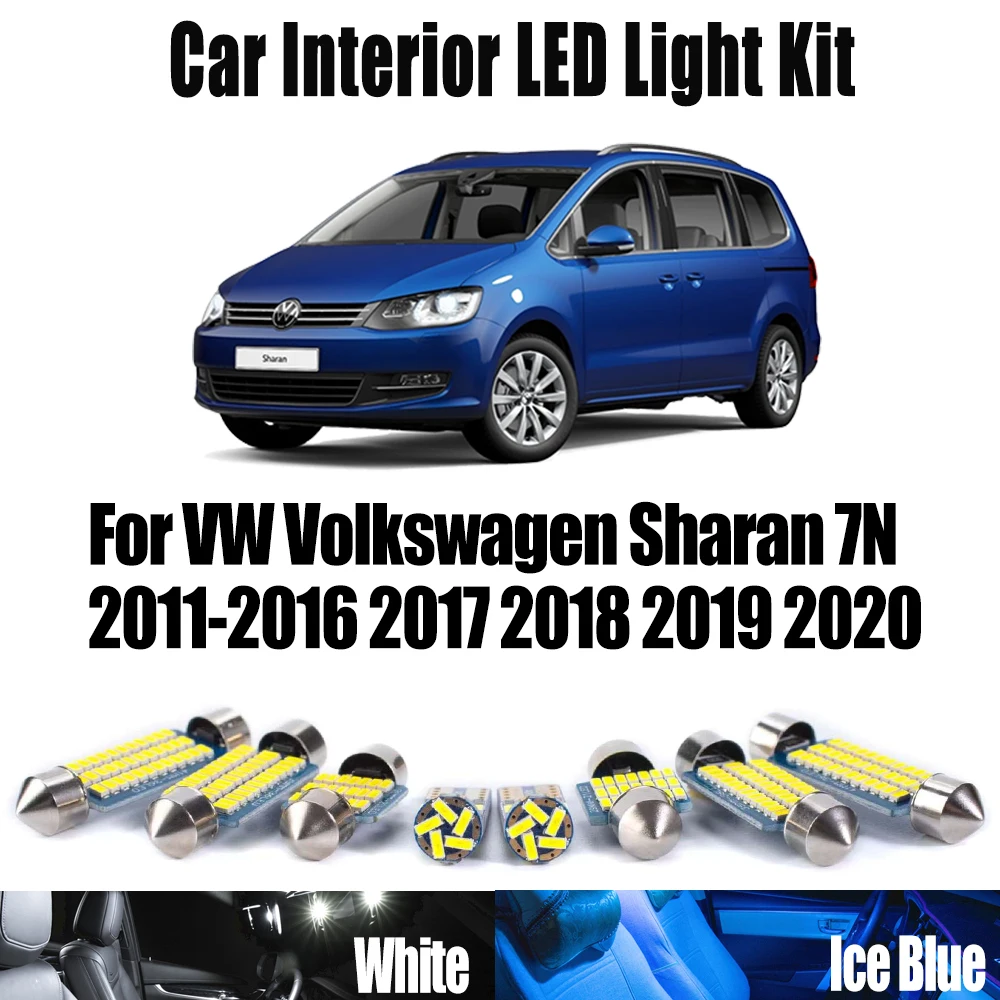 

13Pcs Canbus LED Interior Map Dome Trunk Vanity Mirror Light Kit For VW Volkswagen Sharan 7N 2011-2018 2019 2020 Car Accessories