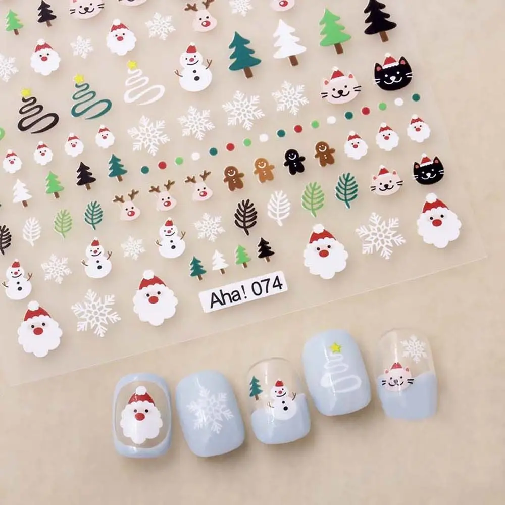 Cartoon Kat Sneeuwvlok Kerst Nail Art Nail Art Decoraties Draagt Nagel Stickers Cartoon Nail Stickers Kerst Nail