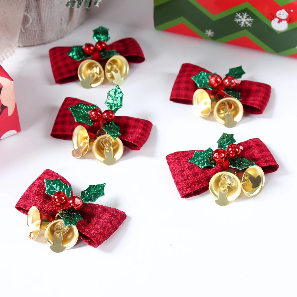 10pcs/Set Christmas Bows With Bells Xmas Decors for Home 2024 Pendant Xmas Bow Bell Ornaments Navidad Natal New Year Gifts 2025