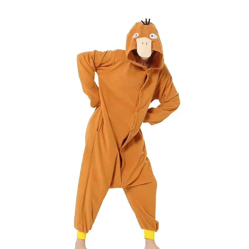 Psyduck Kigurumi نيسيس تأثيري حلي بطة منامة هالوين عيد الميلاد الصوف كامل الجسم بيجاما أنيمي ملابس خاصة دافئة Disfraz