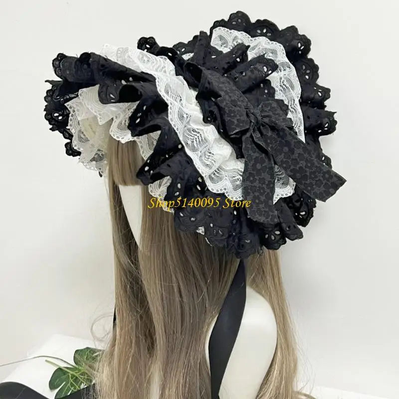 DXAE Contemporary Anime Dancing Party Hat Fashion Hairpiece Base Ornate Lace Detail Adjustable Band Sun Protective Gear