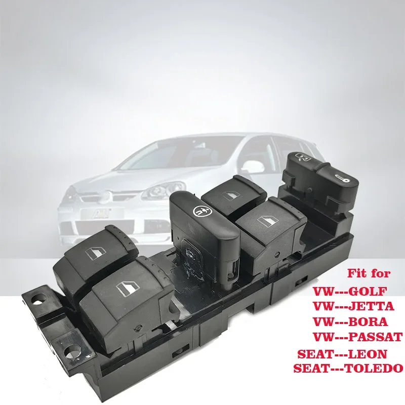 Driver Side Master Power Window Switch for 1999-2006 VW Golf MK4 GTI, 1999-2005 Jetta Bora, Passat B5 1J4959857B