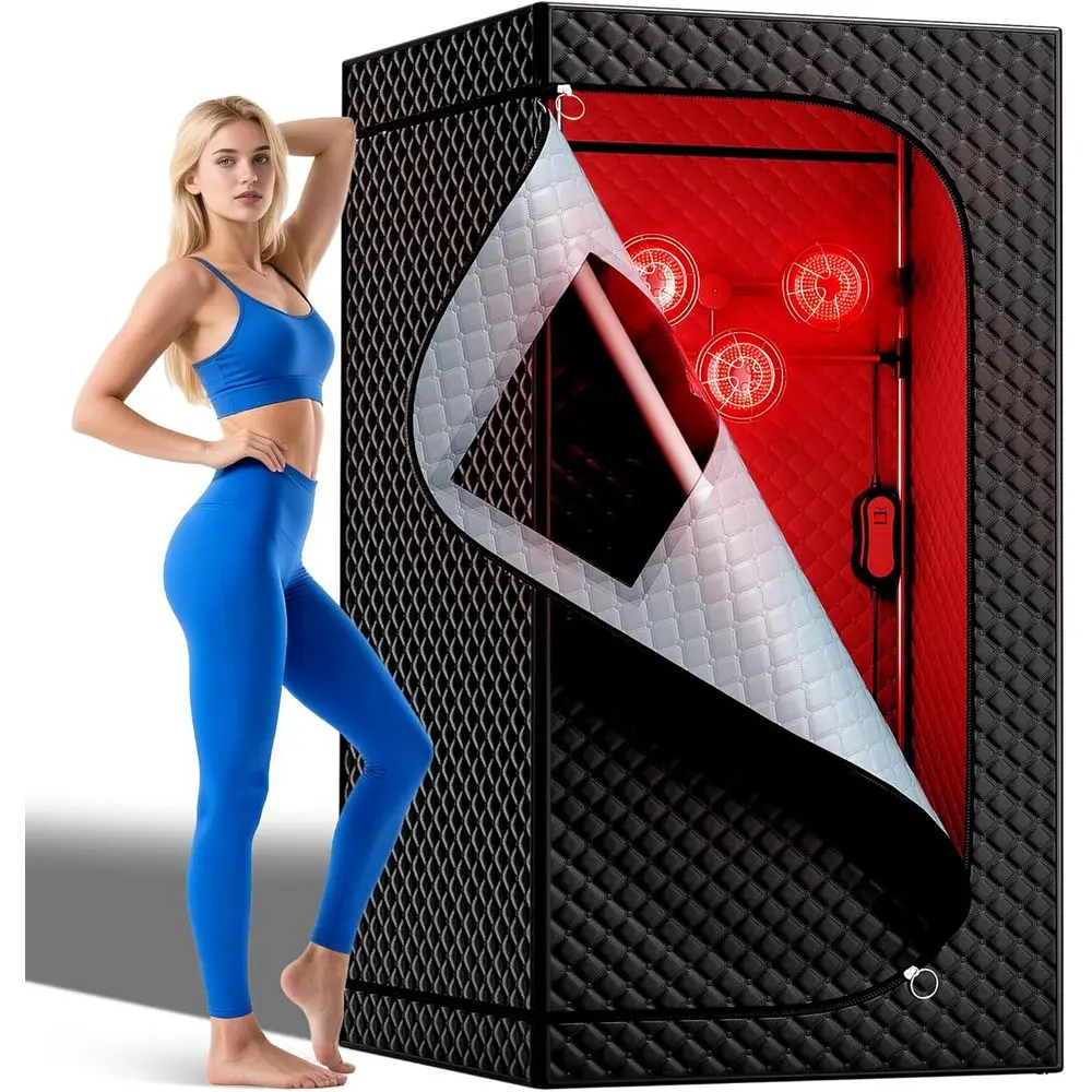 

Portable Home Infrared Sauna with 660nm & 850nm Red Light Therapy for Personal Indoor Use