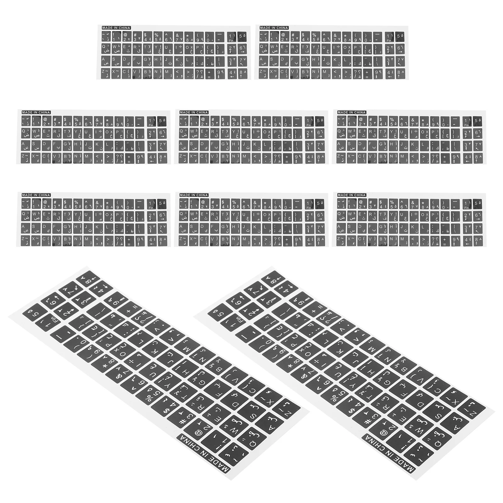 

20 Sheets Glossy Keyboard Stickers Universal Arabic English Replacement Keyboard Letters for Laptop Desktop Computer Keyboards