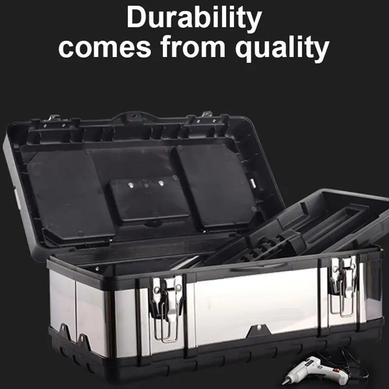 Household Portable Tool Box 14 Inch Hardware Multifunctional Car Storage Stainless Steel Box Tool Organizer Steel Tool Set