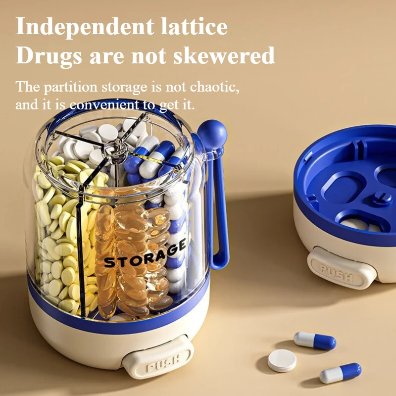 منظم حبوب الدواء المكون من 4 أقسام من النوع المضغوط: صندوق مقسم أدوية أسطواني محمول #2