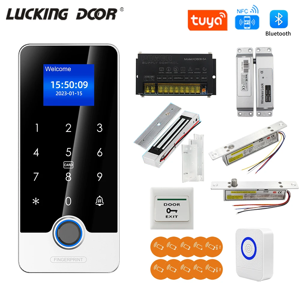 

Tuya App Fingerprint RFID Access Control System Kit Smart Door Lock Electronic Gate Bluetooth Opener Home Digital Set Biometric