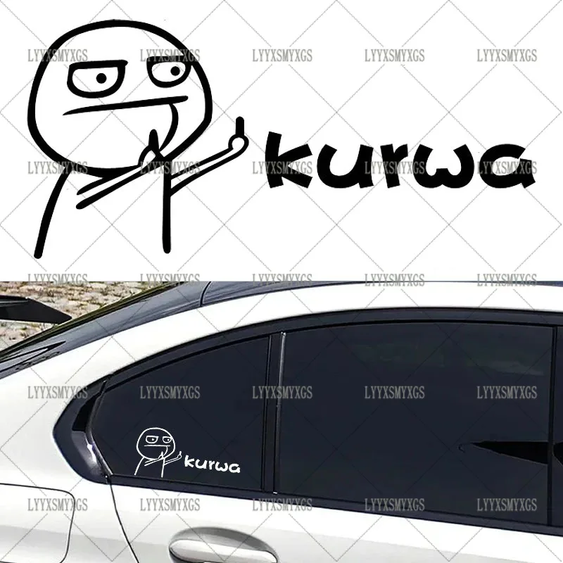 

Self-Adhesive Custom Creative Kurwa Car Stickers Waterproof Sunscreen Vinyl Decal PVC wholesale Car Accessories