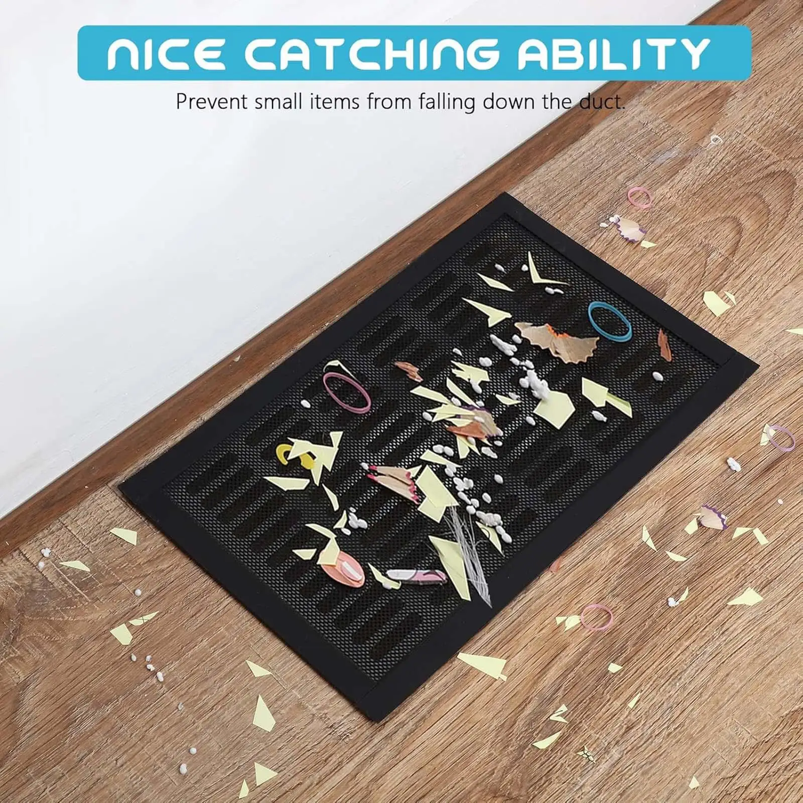 Floor Register Vent Covers PVC Mesh Decorative Grille Black Rust Resistant for Living Room Airflow