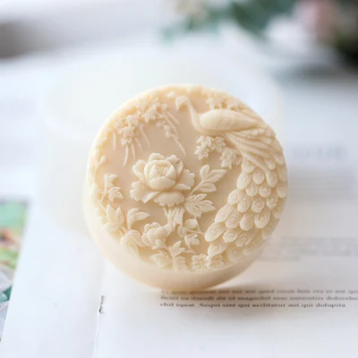 PRZY Mold Silicone Silicone Soap DIY Handmade Mold Peacock with Flowers Handmade Soap Making Moulds Resin Clay Molds