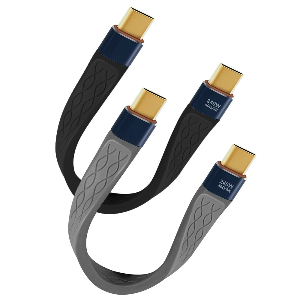 

USB C to C Flexible Short Cable 240W Charging 8K Display USB4 40Gbps Data Transfer for Laptop External SSD EGPU Docking Mobile