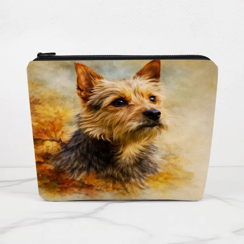 

Косметички с осенним фоном и изображением йоркширского терьера для девочек, косметичка, сумка для туалетных принадлежностей, пенал, сумка для хранения в путешествиях