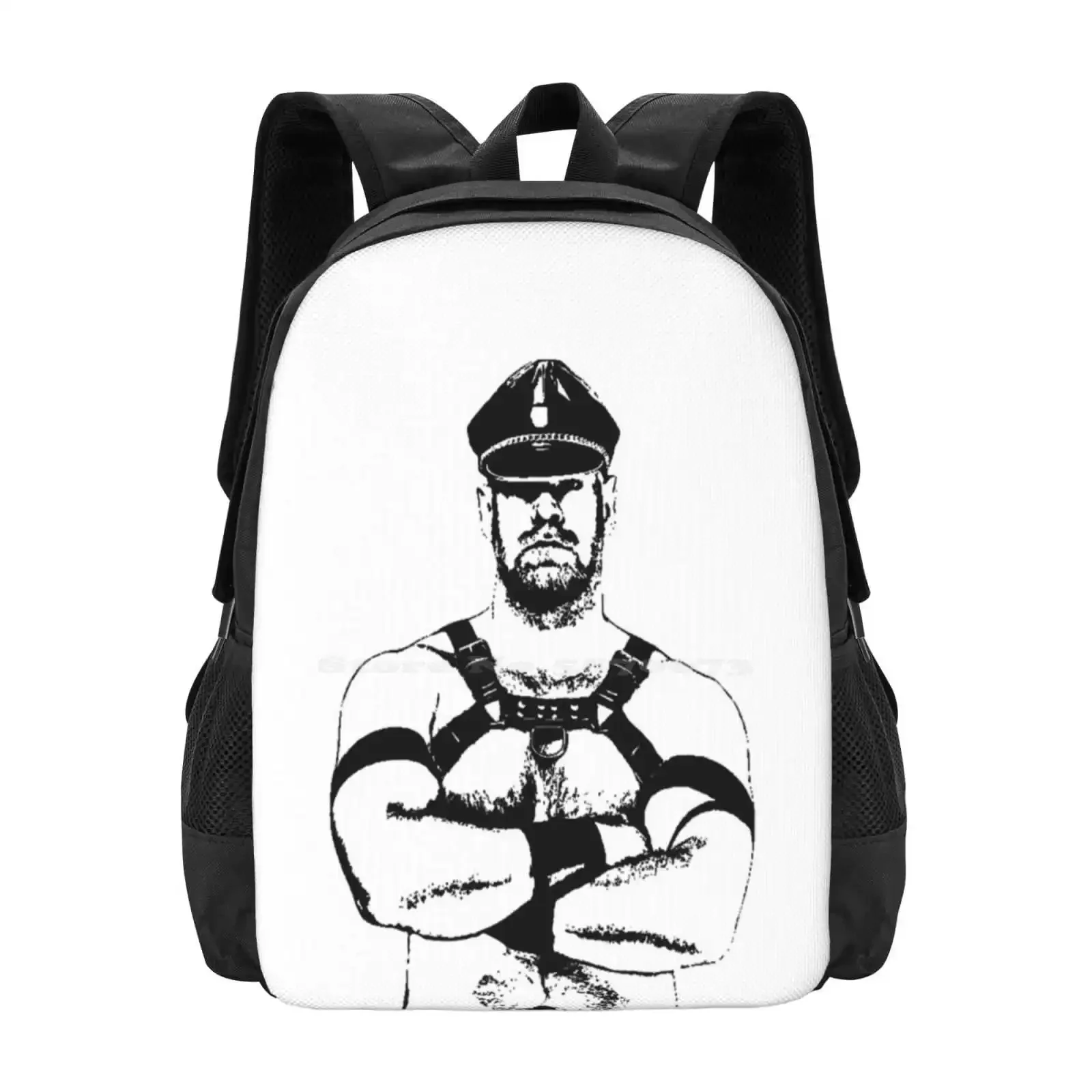 

Gay Butch Daddy Hot Sale Schoolbag Backpack Fashion Bags Beard Grizzly Gay Bears Leather Biker Fetish Truckers Finland Lgtb