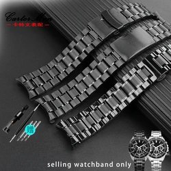 Black Precision Steel Watch strap for Armani Black Knight for Citizen for Casio Watchband 20 22mm Curved Bracelet for Men chain