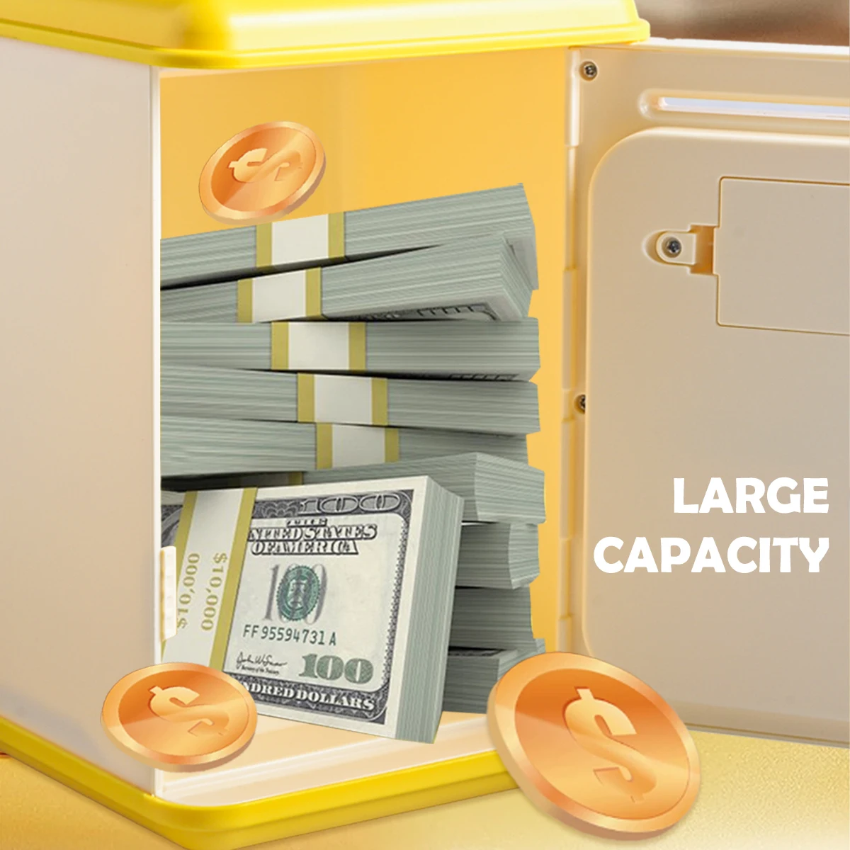 فتح Key Piggy Bank Toys ATM Money Box للأطفال والموسيقى والأضواء، بطارية هدايا ذات سعة كبيرة لا تشمل