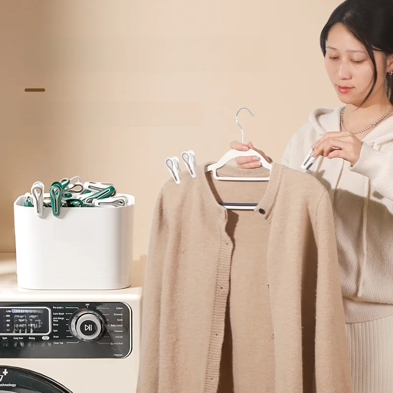 رف تجفيف الملابس من وينلي بدون آثار، مقاوم للرياح، متعدد الوظائف، مع مشابك بلاستيكية لتجفيف المناشف والملاءات، مشابك صغيرة لل... #3