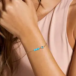 18K Gold-Plated Stainless Steel Natural Semi-Precious Stone Turquoises Splicing Blue Bracelet For Women Evil Eye  Jewelry