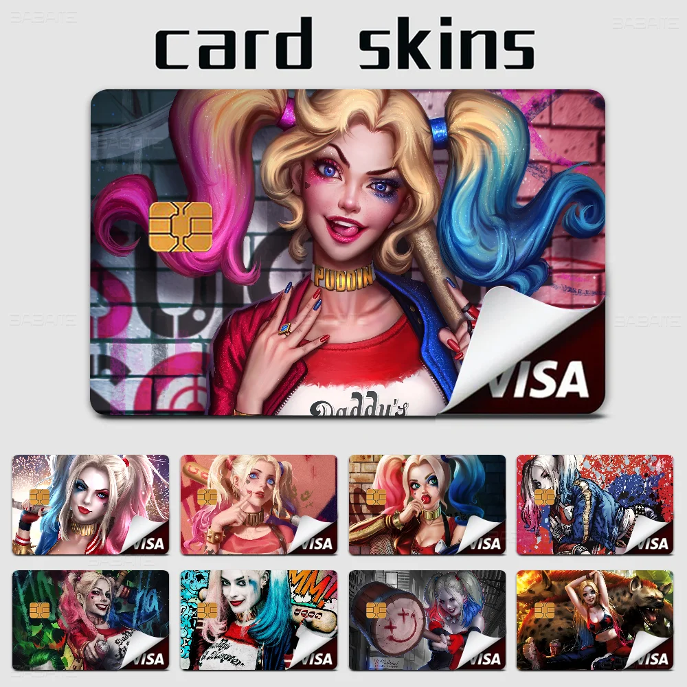 H-Harley Q-Quinn 100% رائجة البيع أمين الائتمان الخصم البنك بطاقة حافلة بطاقة فيلم الجلد ملصق