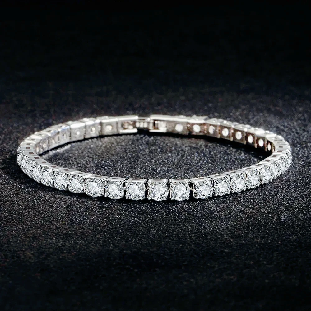 

Cute Noble 925 Sterling Silver Bracelets Zirconia Women Fashion accessories Wedding Jewelry 4mm width Holiday gifts