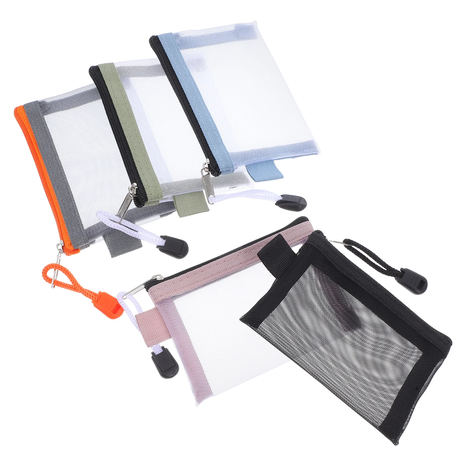 5 mini buste per trucco in rete con cerniera, organizer portatile, borse da viaggio, piccole borse da toilette per le donne