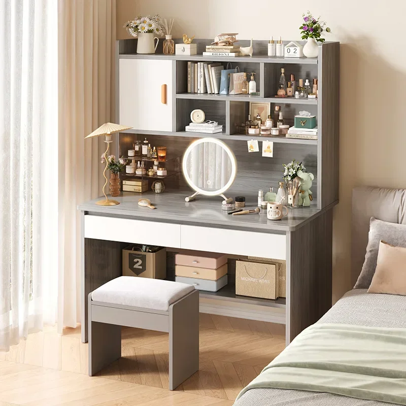 Makeup Table, Desk, Integrated Girls' Bedroom, Modern Simple Cream Style, Large Capacity Storage Table, Dresser