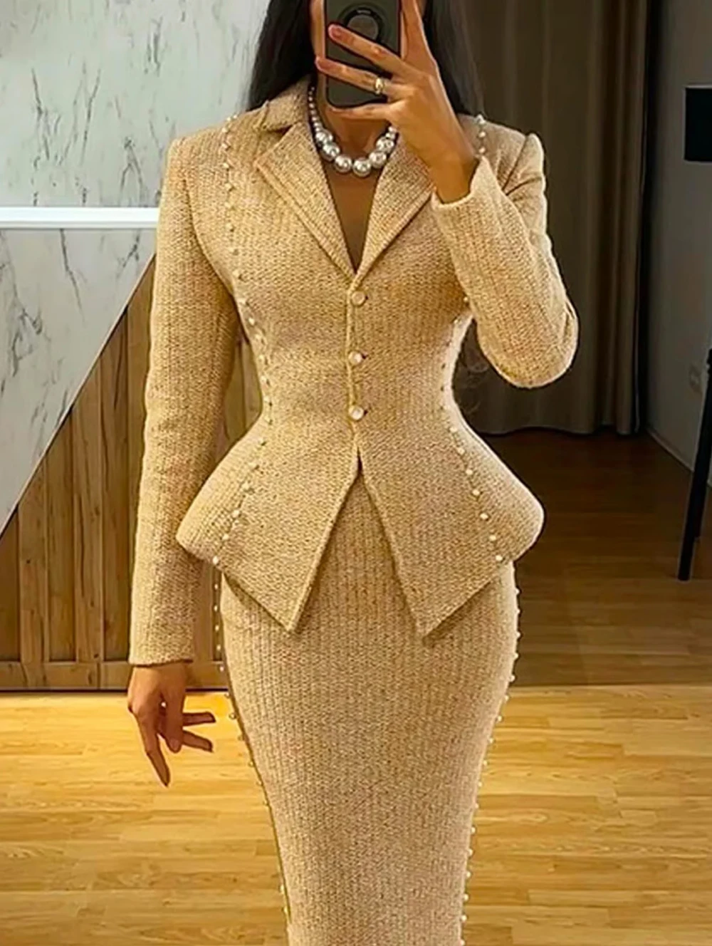 مجموعات السترة النسائية القطنية اللؤلؤ الديكور حورية البحر فستان السهرة حفلة رسمية ملابس الضيوف مخصصة 2 قطعة