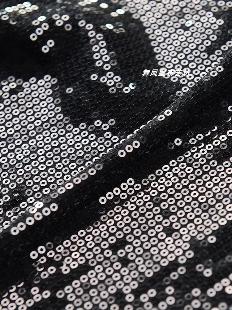 Black High Elastic Sequin Fabric Dress for Women Drape Feel Fashion Fabric for Sewing Material  By The Meters