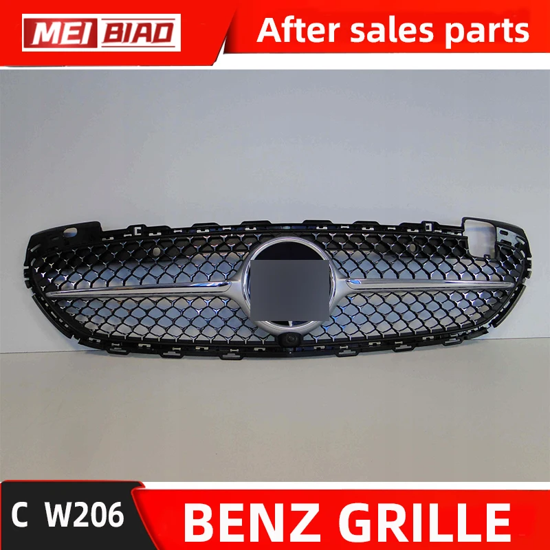 For Mercedes Benz C class 2021+ W206  New Grille Silver Black Front Middle  Net Car Auto Part