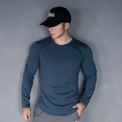 New Men's T-shirt long sleeve T-shirt Men ports running fitness cotton T-shirt  n Men's long-sleeved tops Men Casual T-shirt