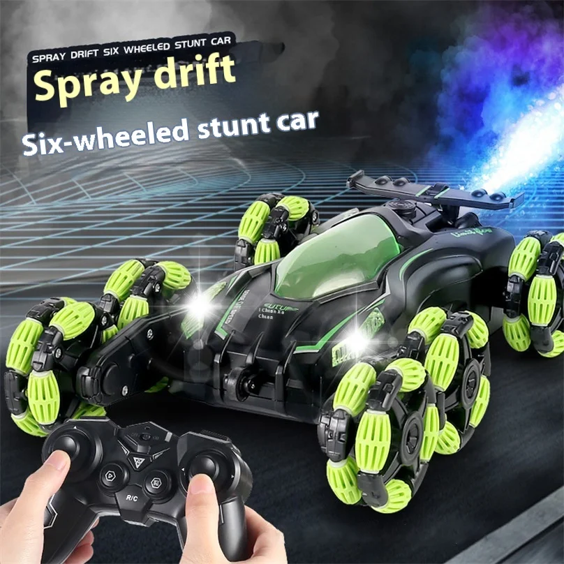 Swing Arm Six-wheel Stunt Car Drift Spray Children's Toys Four-wheel Drive Rolling Deformation Torsion Car High-speed Car