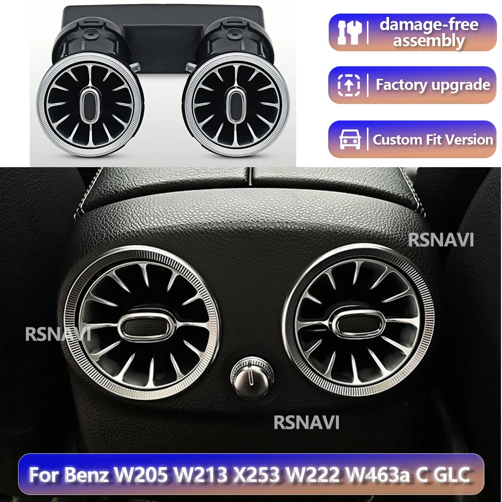 

Rear vent For Benz W205 W213 X253 W222 W463a C GLC Class 2014-2023 64 Colour Car Turbine Outlet Nozzle Ambient Light Upgrade