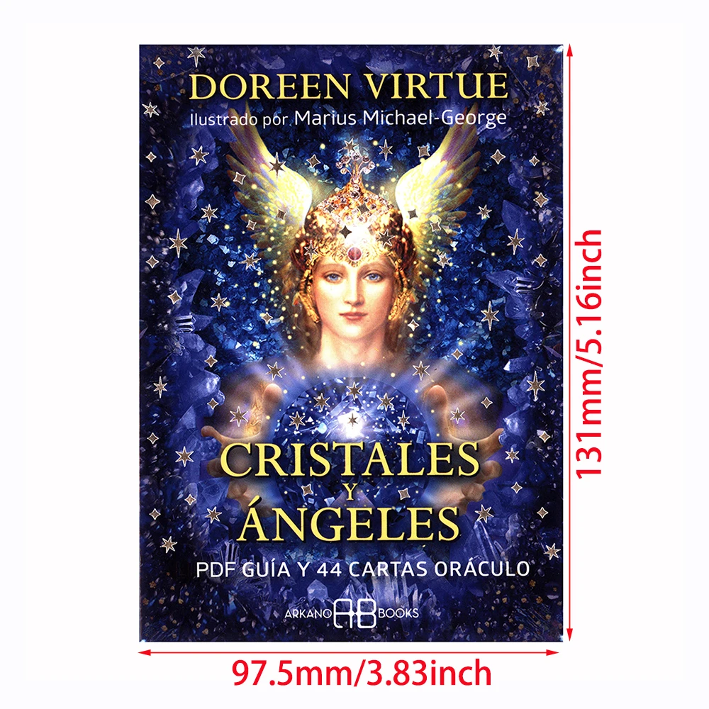 Crystals and Angels: Oracle Cards - Spanish Deck (12 x 8.7 cm) for Healing and Guidance, High-Quality Print