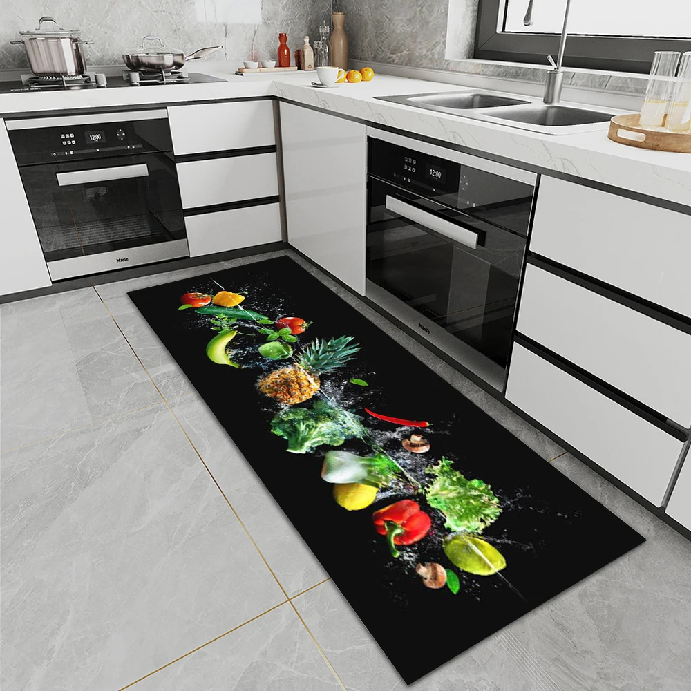 VIKAMA's New Household Tableware Entrance Rug Kitchen Absorbent Long Strip Bedroom Anti-Slip Crystal Velvet Floor Mat Home Decor