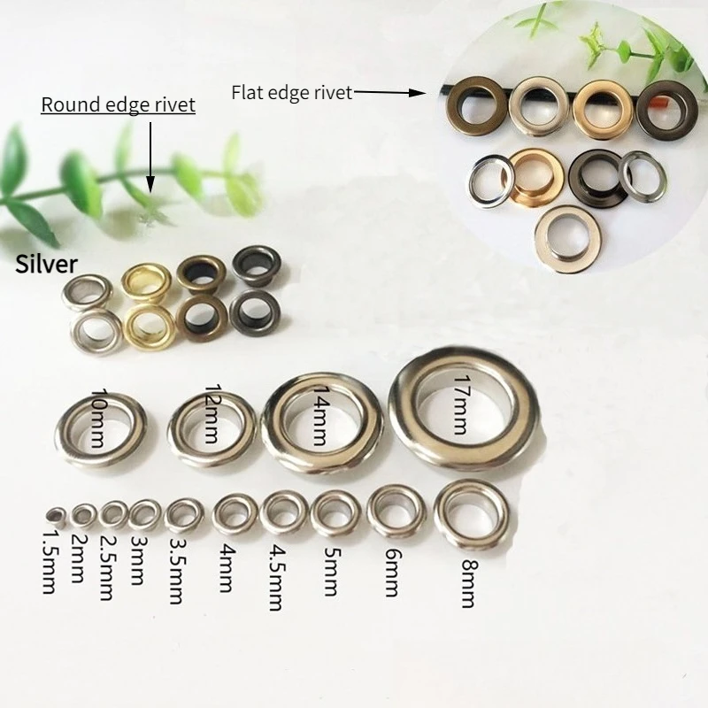Silver Eyelets Grommets Rings Kit For Clothes Shoe Repair Scrapbooking Bag Leather Crafts Sewing Accessory Hollow Rivet