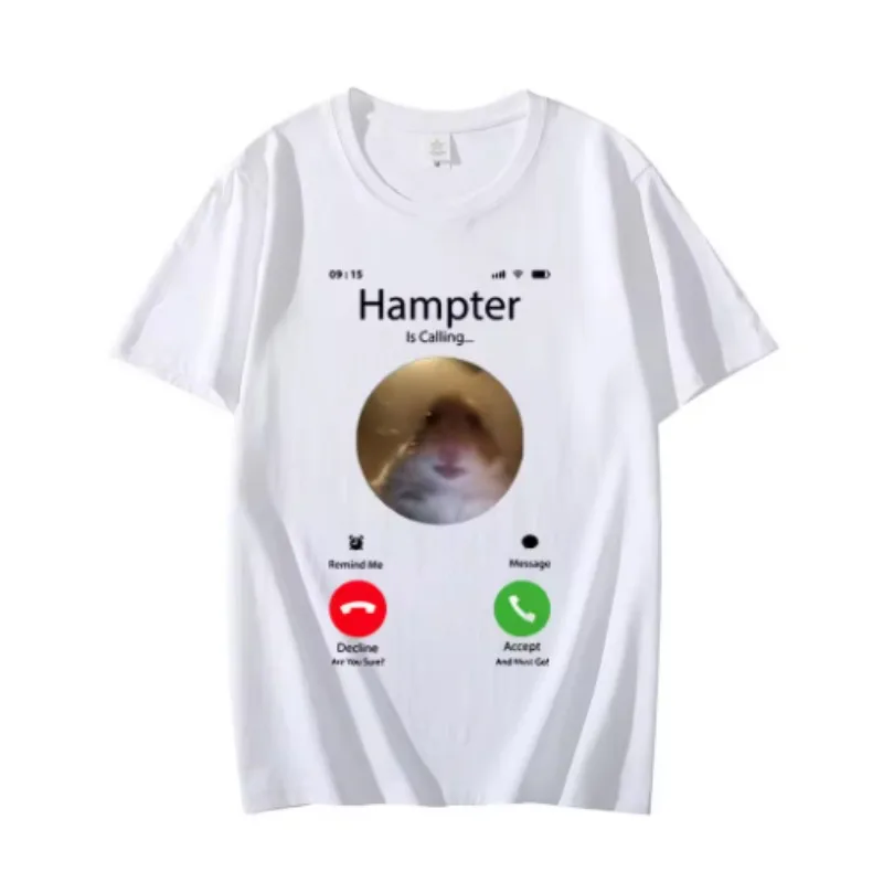 تي شيرت Dank Meme تي شيرت الهامستر يحدق الكاميرا الأمامية هامتر الدعوة موضة تي شيرتات قصيرة الأكمام ملابس الشارع كبيرة الحجم للجنسين