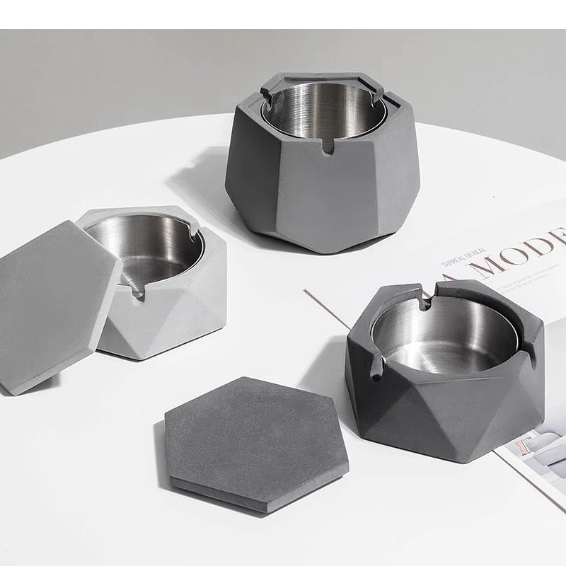 Car Ashtray Cement Drop Resistance Ash Tray Holder Gift for Boyfriend Ashtrays with Lids Decoration