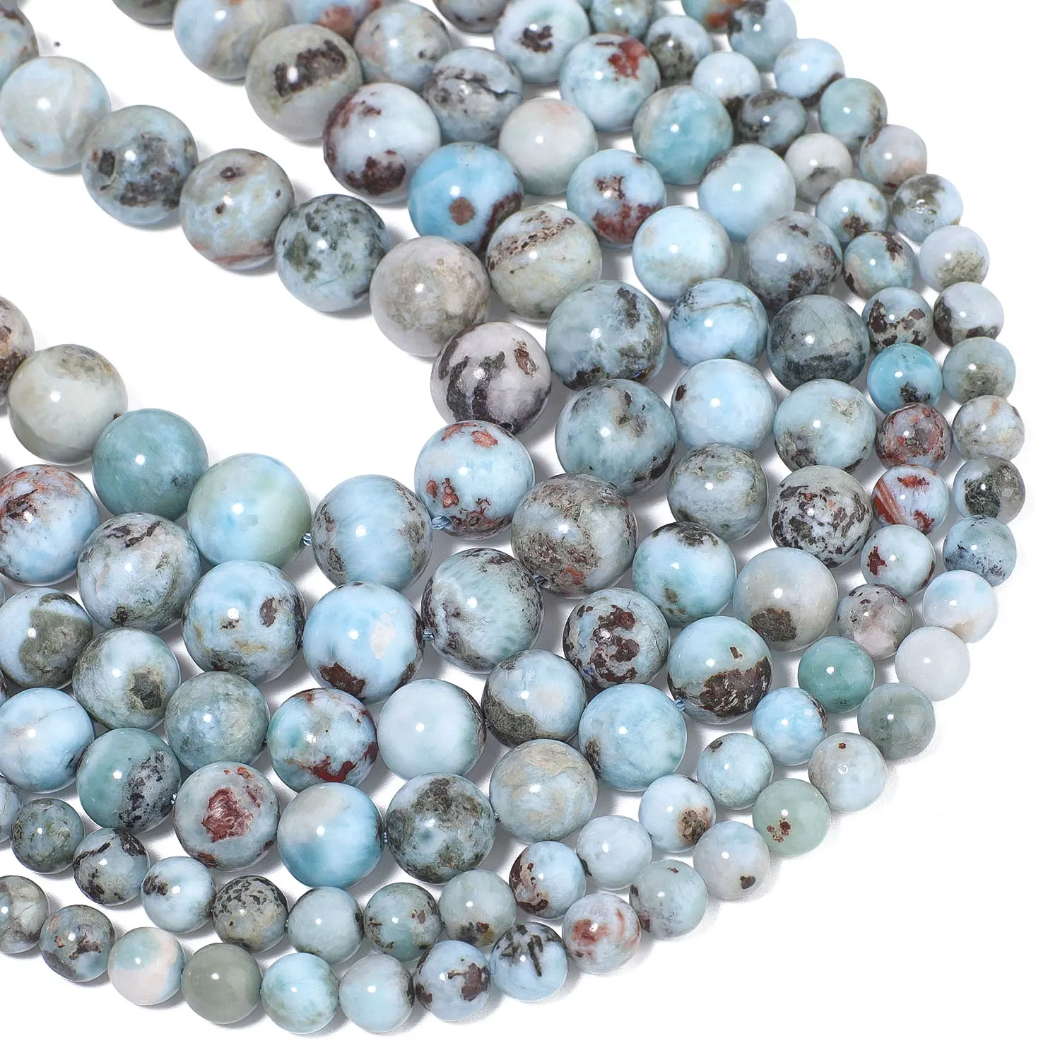 6/8/10mm Natürliche Larimar Glatte Runde Abstandsperlen für Schmuckherstellung DIY Eleganter Damenschmuck Modische Halskette – Detail 6