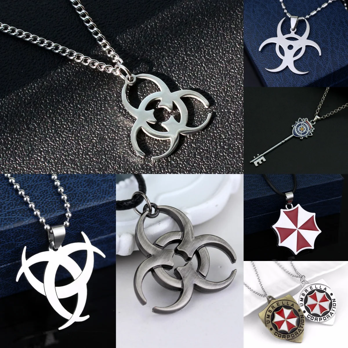 Punk Biochemical Crisis Stainless Steel Necklace Pendant Hip Hop Silver Color Couple Necklace for Women Men Couple Jewelry