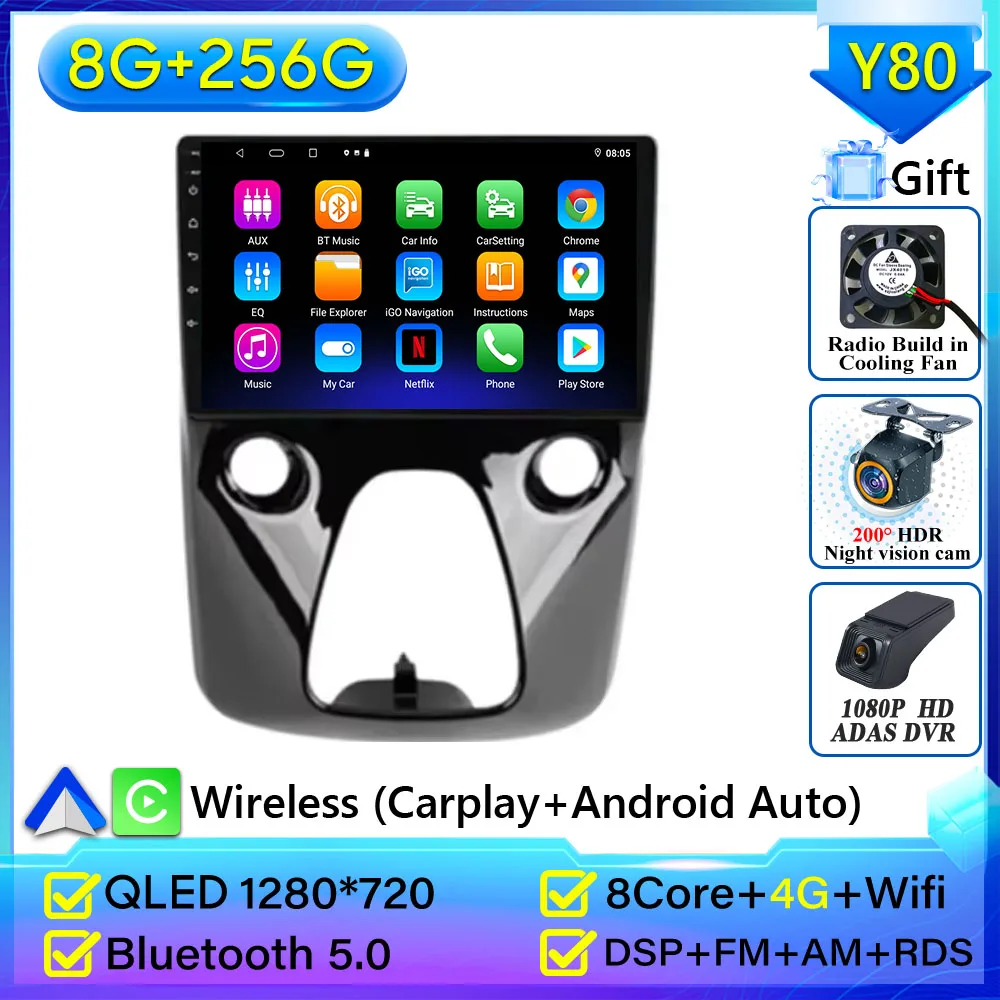 Voor Toyota Aygo Peugeot 108 Citroen C1 2016-2020 Autoradio Android 16 Navigatie GPS Android Auto Stereo Carplay scherm Unit 2 K