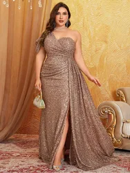 Plus Size Off Shoulder Bridesmaid Banquet Shiny Off Shoulder Shiny Floor Wedding Banquet Evening Gown 4XL 5XL Big Size Dress