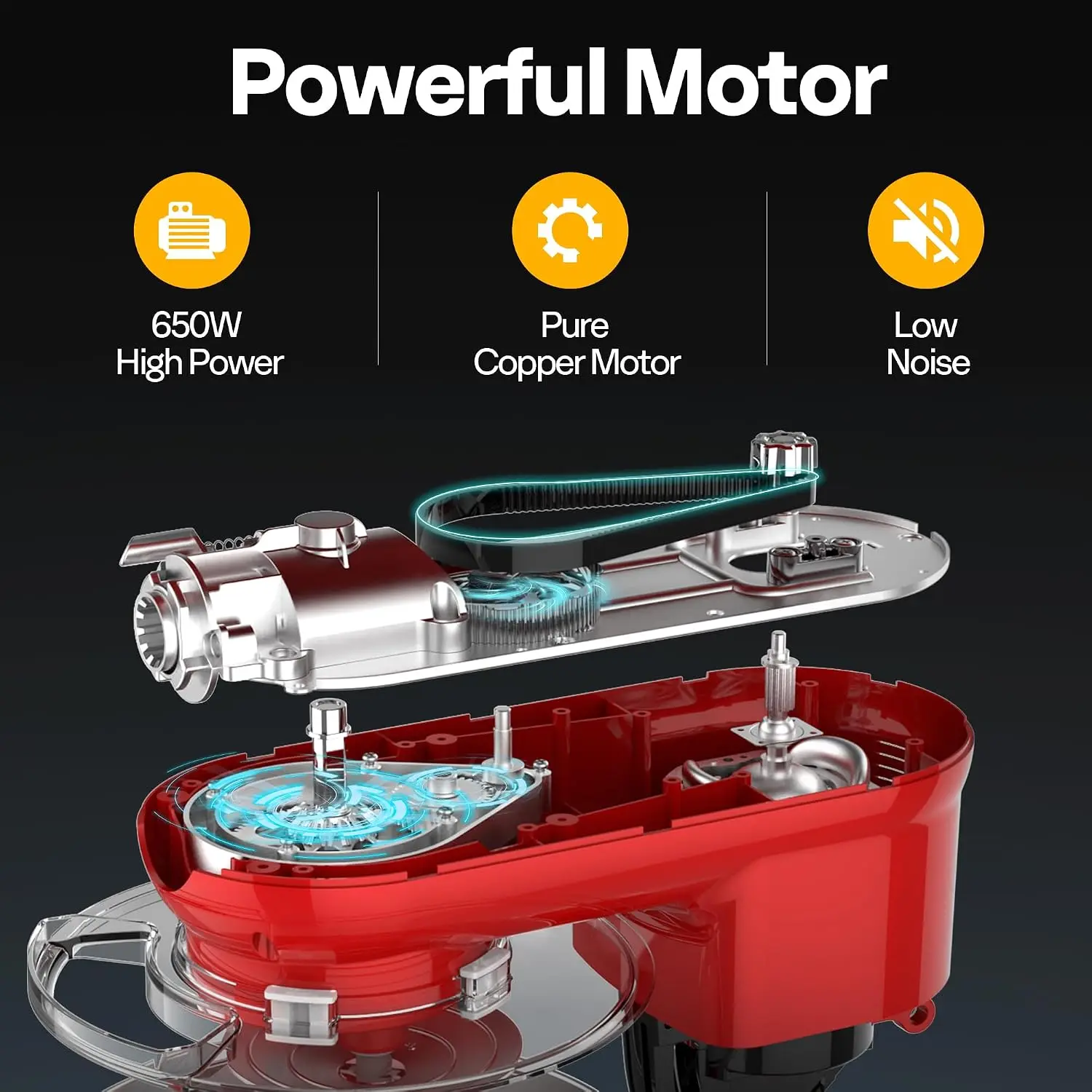 3-in-1 Stand Mixer, 6-Quart Tilt-Head Mixer, 10 Speeds, Red