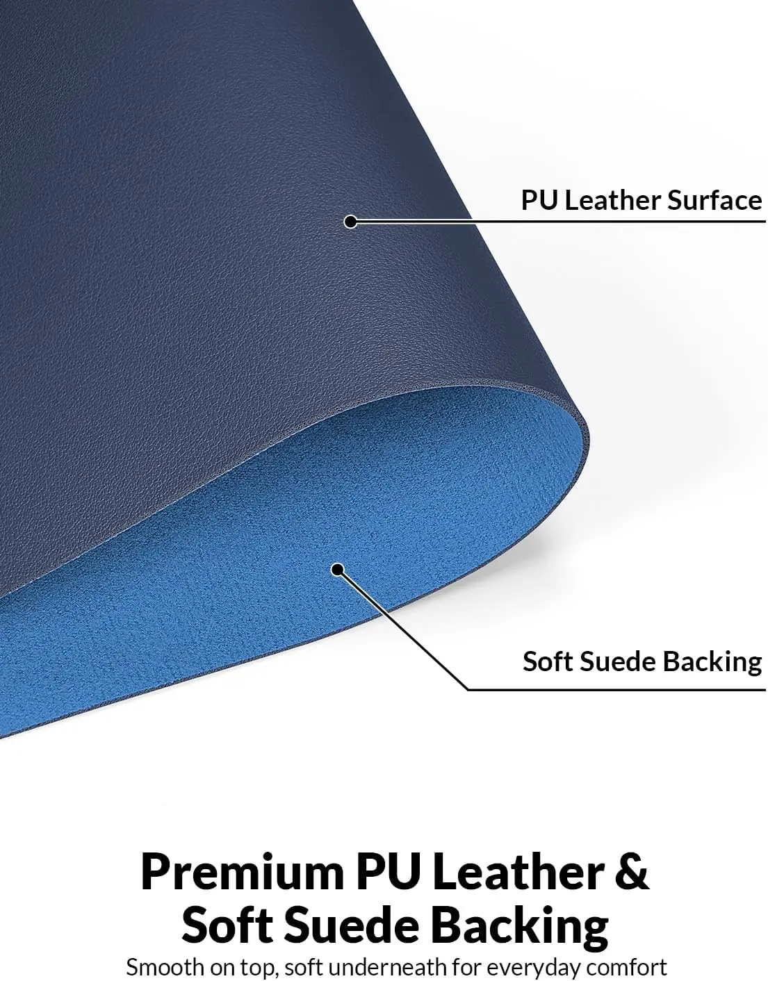 Leather Desk Pad Protector, Large mouse mat , Dark Blue Desk Mat