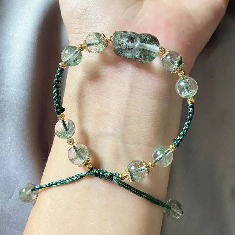 

Brave Troops Bracelet for Women Natural Stone Natural Ghost Phantom Quartz Pixiu Lucky Bracelet Jewelry Braided Rope Energy Ban