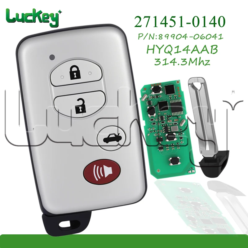 

271451-0140 Smart Remote Key for Toyota Camry Avalon 2006-2010 89904-06041 Car Key Fob 4 Buttons ASK 314.3Mhz 4D Chip HYQ14AAB