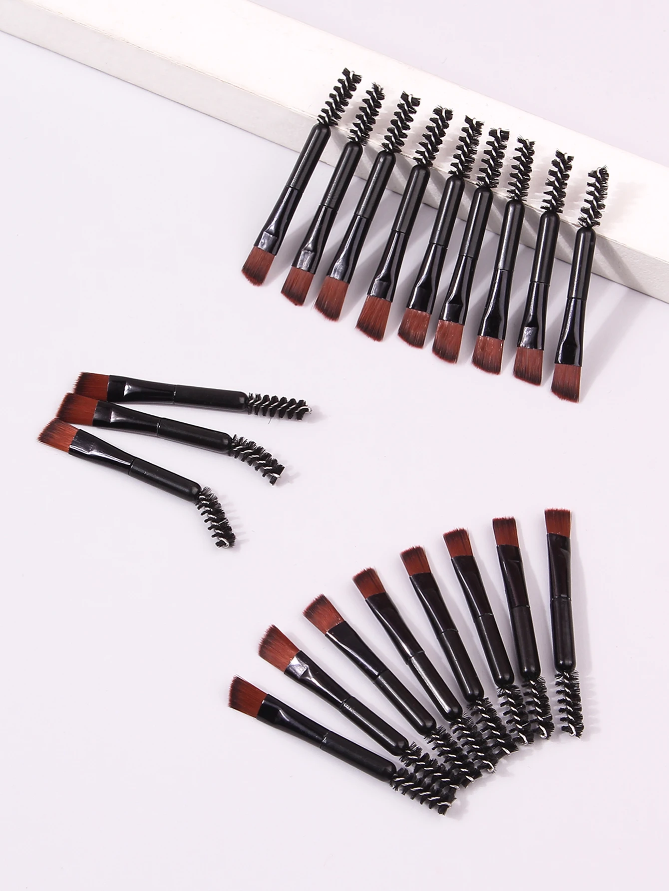 20 pcs Mini Two -headed Eyebrow Brush Spiral Diagonal Corner Makeup Brush  Easy To Carry Beautiful Makeup Tools Beauty