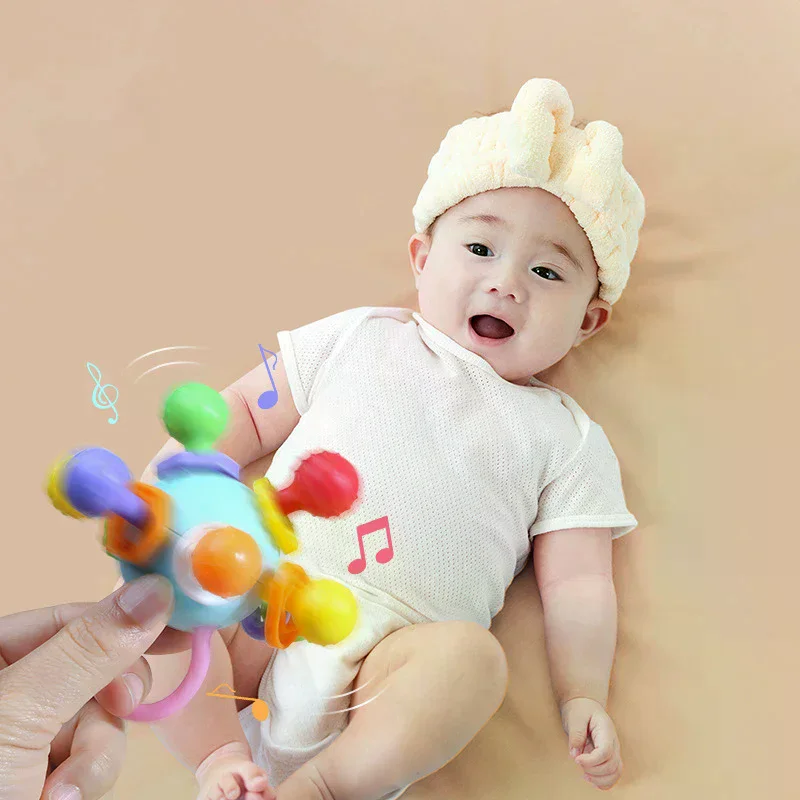 

Hand Grip Ball Teeth-glue Manhattan Gnawing And Potable Rattle Sound Toy Newborn Infant Learning Developmental Toy